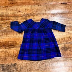 Hanna Andersson Long Sleeve Button Detail Plaid Dress Size 18-24 Months Girls